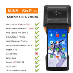 SUNMI V2s PLUS Terminal code barre avec Imprimante intégrée 